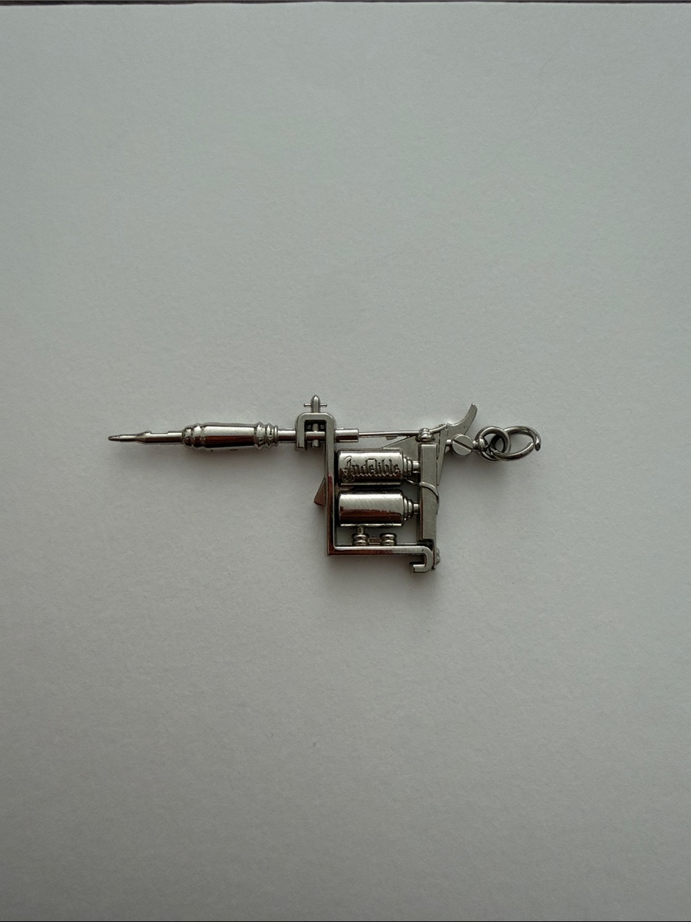 Tattoo Machine Charm Pendant - Silver